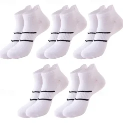 Men's 5 Pairs Multi Packs Socks Running Socks Casual Socks Black White Color Plain Vacation Sports & Outdoor Daily Basic Medium Spring Fall Fashion Casual