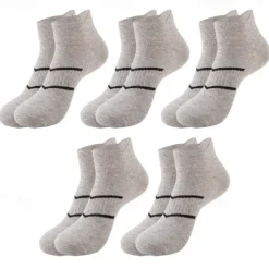 Men's 5 Pairs Multi Packs Socks Running Socks Casual Socks Black White Color Plain Vacation Sports & Outdoor Daily Basic Medium Spring Fall Fashion Casual