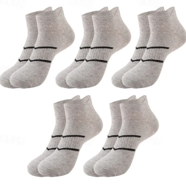 Men's 5 Pairs Multi Packs Socks Running Socks Casual Socks Black White Color Plain Vacation Sports & Outdoor Daily Basic Medium Spring Fall Fashion Casual