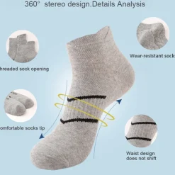 Men's 5 Pairs Multi Packs Socks Running Socks Casual Socks Black White Color Plain Vacation Sports & Outdoor Daily Basic Medium Spring Fall Fashion Casual