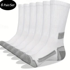 Men's 6 Pairs Multi Packs Socks Running Socks Casual Socks Black+White+Gray Black Color Color Block Plain Sports & Outdoor Daily Vacation Basic Medium Spring Fall Fashion Casual