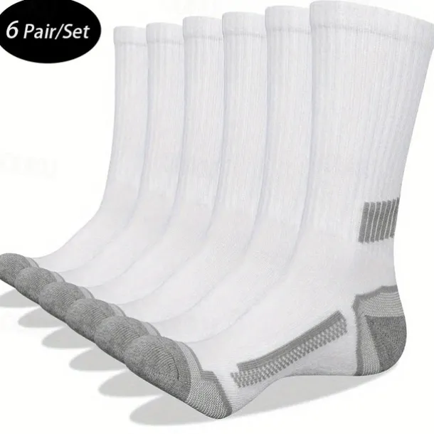 Men's 6 Pairs Multi Packs Socks Running Socks Casual Socks Black+White+Gray Black Color Color Block Plain Sports & Outdoor Daily Vacation Basic Medium Spring Fall Fashion Casual