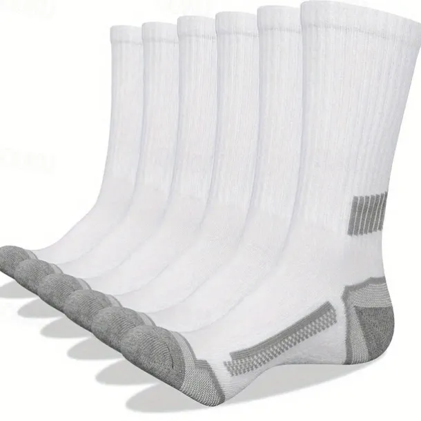 Men's 6 Pairs Multi Packs Socks Running Socks Casual Socks Black+White+Gray Black Color Color Block Plain Sports & Outdoor Daily Vacation Basic Medium Spring Fall Fashion Casual