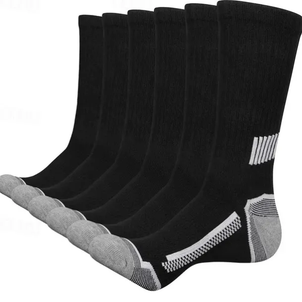 Men's 6 Pairs Multi Packs Socks Running Socks Casual Socks Black+White+Gray Black Color Color Block Plain Sports & Outdoor Daily Vacation Basic Medium Spring Fall Fashion Casual