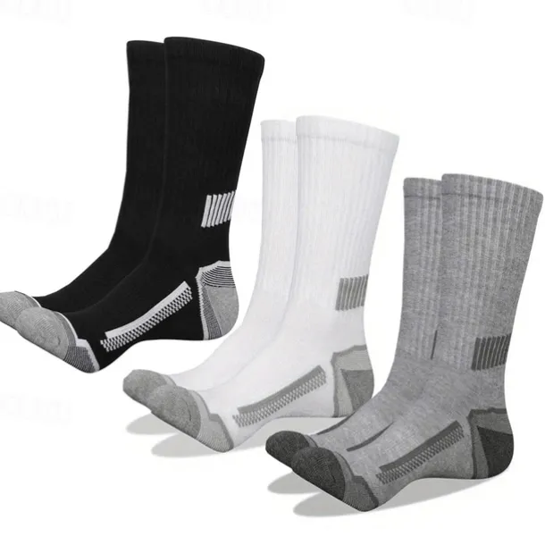 Men's 6 Pairs Multi Packs Socks Running Socks Casual Socks Black+White+Gray Black Color Color Block Plain Sports & Outdoor Daily Vacation Basic Medium Spring Fall Fashion Casual
