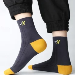 Men's 5 Pairs Multi Packs Socks Crew Socks Running Socks Casual Socks Rainbow Color Color Block Vacation Sports & Outdoor Daily Basic Medium Spring Fall Fashion Casual