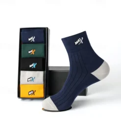 Men's 5 Pairs Multi Packs Socks Crew Socks Running Socks Casual Socks Rainbow Color Color Block Vacation Sports & Outdoor Daily Basic Medium Spring Fall Fashion Casual