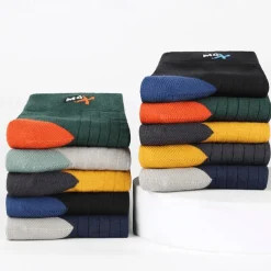 Men's 5 Pairs Multi Packs Socks Crew Socks Running Socks Casual Socks Rainbow Color Color Block Vacation Sports & Outdoor Daily Basic Medium Spring Fall Fashion Casual