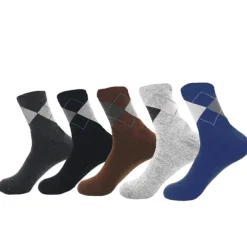 Men's 5 Pairs Socks Crew Socks Running Socks Rainbow Color Patchwork Outdoor Daily Holiday Medium Spring, Fall, Winter, Summer Stylish Casual