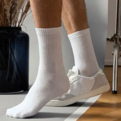 Men's 5 Pairs Socks Tennis Socks Crew Socks Black White Color Plain Outdoor Daily Holiday Medium Spring, Fall, Winter, Summer Stylish Classic