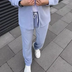 Men's 2 Piece Shirt Set Matching Sets Casual Shirt Corduroy Shirt Button Up Shirt Black Brown Green khaki Gray Long Sleeve Plain Collar Street Daily Clothing Apparel Fashion Casual