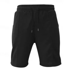 Men's 2 Piece Waffle Henley Shirt T-shirt Suits Tracksuit Short Sleeve Short Sleeves Short Pant Henley Summer Solid Color Drawing Gymnatics Casual 2 Piece Vacation Daily Wear Activewear Black White