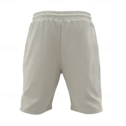 Men's 2 Piece Waffle Henley Shirt T-shirt Suits Tracksuit Short Sleeve Short Sleeves Short Pant Henley Summer Solid Color Drawing Gymnatics Casual 2 Piece Vacation Daily Wear Activewear Black White