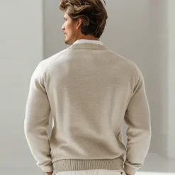 Men's 100% Wool Cardigan Sweater Knit Button Up Solid Color V Neck Knitwear Elegant School Training Clothing Apparel Bishop Sleeve Fall Winter Black khaki S M L XL