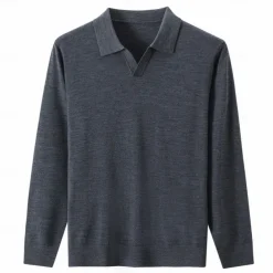 Men's 100% Wool Pullover Sweater Knit V Neck Solid Color Turndown Knitwear Elegant Outdoor Home Clothing Apparel Spring Fall Black Navy Blue S M L