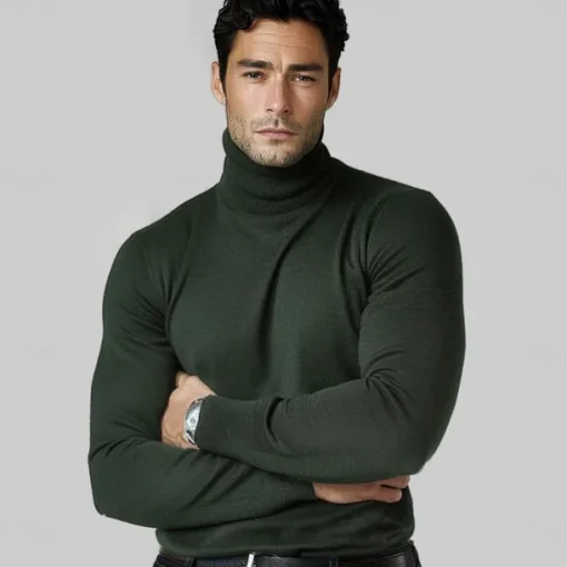 Men's 100% Wool Pullover Sweater Jumper Knit Solid Color Turtleneck Knitwear Elegant Christmas Outdoor Clothing Apparel Fall Winter Black Red S M L