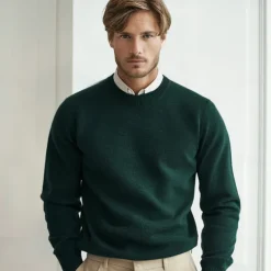 Men's 100% Wool Sweater Pullover Sweater Jumper Knit Solid Color Crew Neck Knitwear Elegant School Training Clothing Apparel Fall Winter Black White S M L