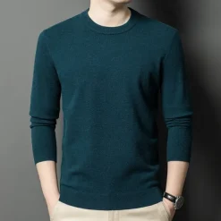 Men's 100% Wool Sweater Pullover Sweater Jumper Knit Solid Color Crew Neck Knitwear Elegant School Training Clothing Apparel Fall Winter Black White S M L