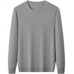 Men's 100% Wool Sweater Pullover Sweater Jumper Knit Solid Color Crew Neck Knitwear Elegant School Training Clothing Apparel Fall Winter Black White S M L