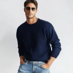 Men's 100% Wool Sweater Pullover Sweater Jumper Knit Solid Color Crew Neck Knitwear Elegant School Training Clothing Apparel Fall Winter Black White S M L