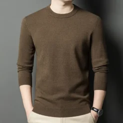 Men's 100% Wool Sweater Pullover Sweater Jumper Knit Solid Color Crew Neck Knitwear Elegant School Training Clothing Apparel Fall Winter Black White S M L