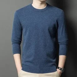 Men's 100% Wool Sweater Pullover Sweater Jumper Knit Solid Color Crew Neck Knitwear Elegant School Training Clothing Apparel Fall Winter Black White S M L