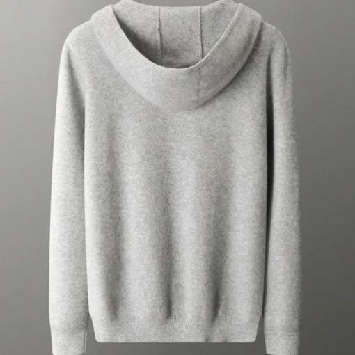 Men's 100% Wool Zip Sweater Solid Color Hooded Knitwear Elegant School Training Clothing Apparel Fall Winter Black White S M L XL