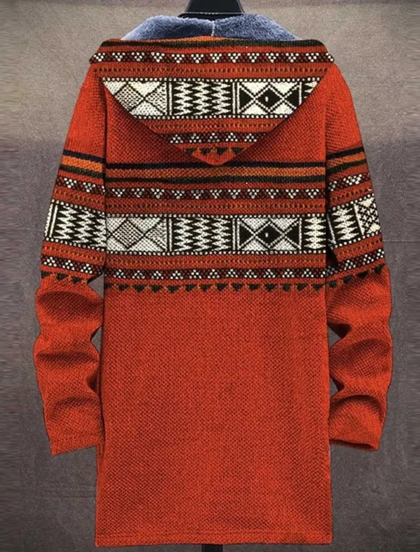 Men's Abstract Graphic Prints Geometry Winter Coat Fleece Jacket Coat Warm Breathable Comfortable Fashion Streetwear Sport Sports & Outdoor Daily Wear Going out Zipper Pocket Print Fall & Winter