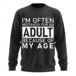 Men's Act My Age Funny Slang Sweatshirt Fashion Daily Long Sleeve Crew Neck Black White Crewneck 3D All Seasons Designer