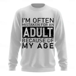 Men's Act My Age Funny Slang Sweatshirt Fashion Daily Long Sleeve Crew Neck Black White Crewneck 3D All Seasons Designer