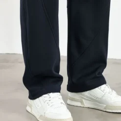 Men's Active Pants Wide Leg Sweatpants Elastic Waist Woven Solid Color Geometric Full Length Outdoor Casual Daily Sports Fashion Navy Blue Beige Micro-elastic