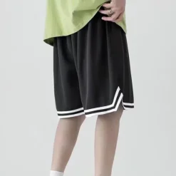 Men's Active Shorts Basketball Shorts Casual Shorts Pocket Drawstring Elastic Waist Plain Comfort Soft Casual Daily Holiday Sports Fashion Black White