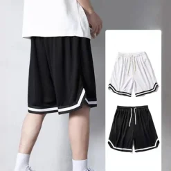 Men's Active Shorts Basketball Shorts Casual Shorts Pocket Drawstring Elastic Waist Plain Comfort Soft Casual Daily Holiday Sports Fashion Black White