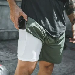 Men's Active Shorts Running Shorts Casual Shorts Sports Outdoor Daily Comfort Breathable Pocket Drawstring Elastic Waist Solid Color Short Stylish Casual / Sporty Activewear White & Blue White gray