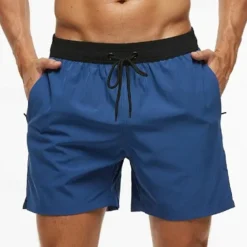 Men's Active Shorts Sweat Shorts Shorts Summer Shorts Pocket Drawstring Elastic Waist Plain Comfort Short Sports Outdoor Daily Going out Fashion Casual Lake blue Wine Micro-elastic