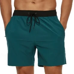 Men's Active Shorts Sweat Shorts Shorts Summer Shorts Pocket Drawstring Elastic Waist Plain Comfort Short Sports Outdoor Daily Going out Fashion Casual Lake blue Wine Micro-elastic