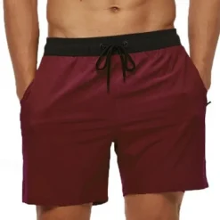 Men's Active Shorts Sweat Shorts Shorts Summer Shorts Pocket Drawstring Elastic Waist Plain Comfort Short Sports Outdoor Daily Going out Fashion Casual Lake blue Wine Micro-elastic