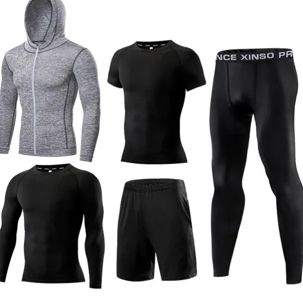 Men's Activewear Set Workout Outfits Athletic Long Sleeve Thermal Warm Breathable Quick Dry Fitness Gym Workout Running Sportswear Activewear Solid Colored Black White Blue