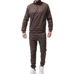 men's activewear sets - winter long sleeve classic plaid tracksuit - full-zip sweatshirt jacket with pants for mens - stylish sportswear for men gym - xmas gifts for men