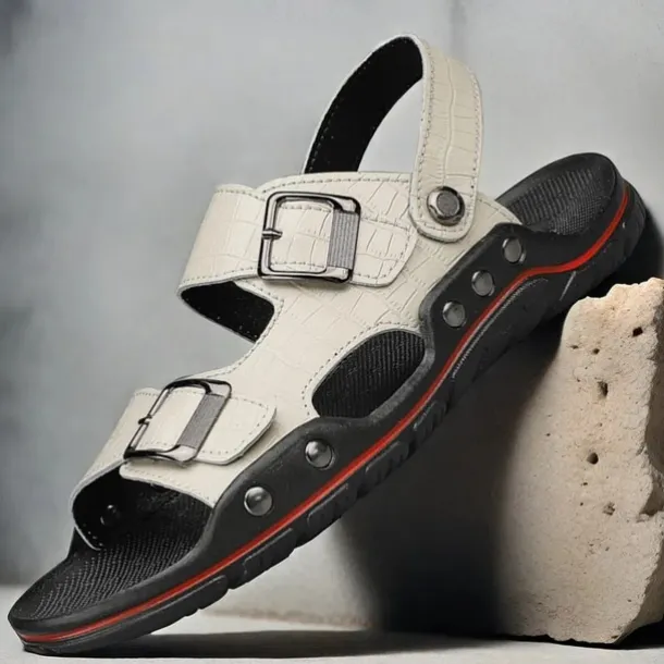 Men's Adjustable Buckle Strap Sandals – Stylish Crocodile-Pattern Design, Cushioned Sole, Durable Outdoor Summer Footwear for Casual and Travel Use