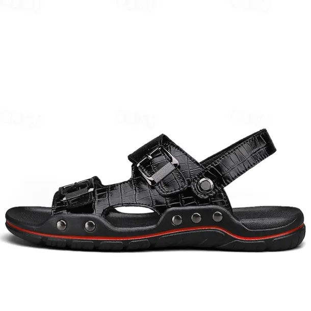 Men's Adjustable Buckle Strap Sandals – Stylish Crocodile-Pattern Design, Cushioned Sole, Durable Outdoor Summer Footwear for Casual and Travel Use