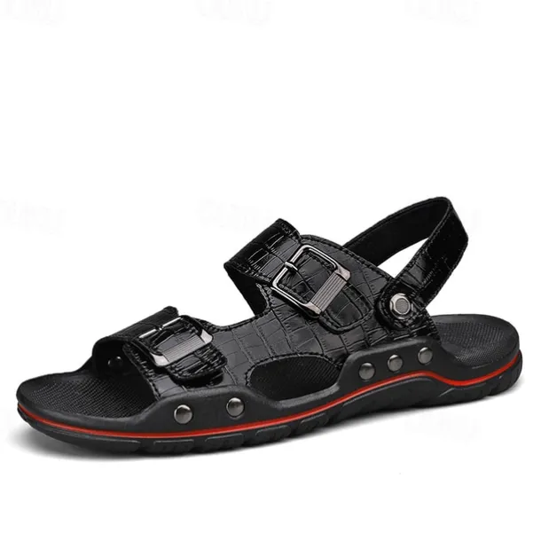 Men's Adjustable Buckle Strap Sandals – Stylish Crocodile-Pattern Design, Cushioned Sole, Durable Outdoor Summer Footwear for Casual and Travel Use