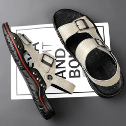 Men's Adjustable Buckle Strap Sandals – Stylish Crocodile-Pattern Design, Cushioned Sole, Durable Outdoor Summer Footwear for Casual and Travel Use