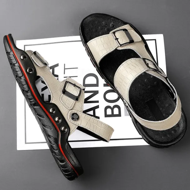 Men's Adjustable Buckle Strap Sandals – Stylish Crocodile-Pattern Design, Cushioned Sole, Durable Outdoor Summer Footwear for Casual and Travel Use