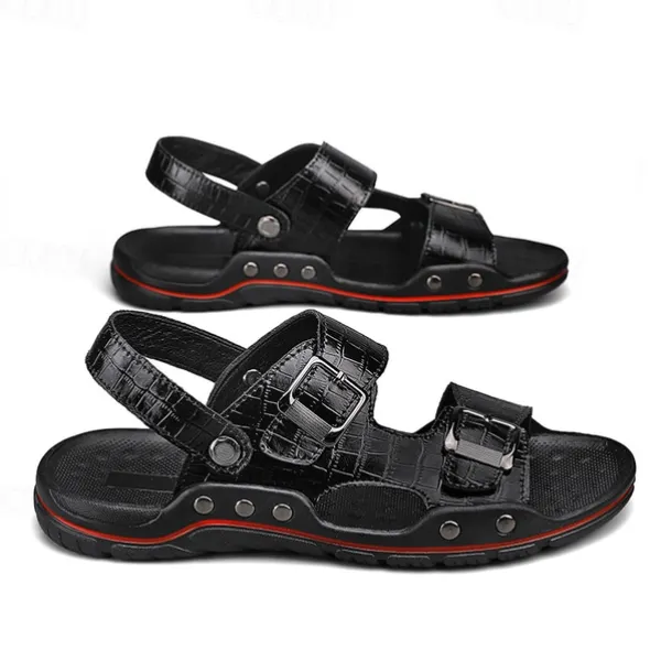 Men's Adjustable Buckle Strap Sandals – Stylish Crocodile-Pattern Design, Cushioned Sole, Durable Outdoor Summer Footwear for Casual and Travel Use