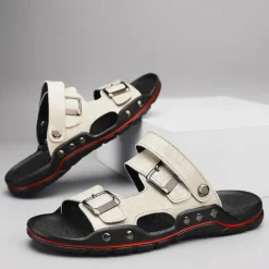 Men's Adjustable Buckle Strap Sandals – Stylish Crocodile-Pattern Design, Cushioned Sole, Durable Outdoor Summer Footwear for Casual and Travel Use