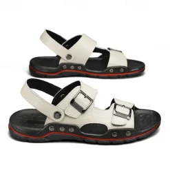 Men's Adjustable Buckle Strap Sandals – Stylish Crocodile-Pattern Design, Cushioned Sole, Durable Outdoor Summer Footwear for Casual and Travel Use