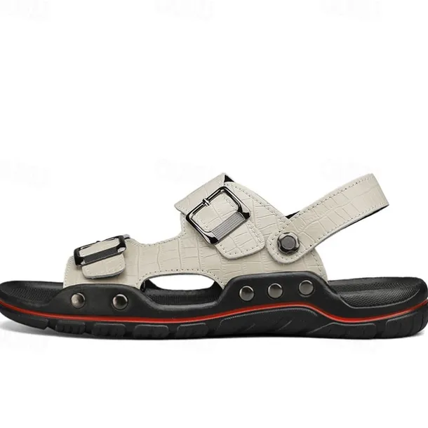 Men's Adjustable Buckle Strap Sandals – Stylish Crocodile-Pattern Design, Cushioned Sole, Durable Outdoor Summer Footwear for Casual and Travel Use