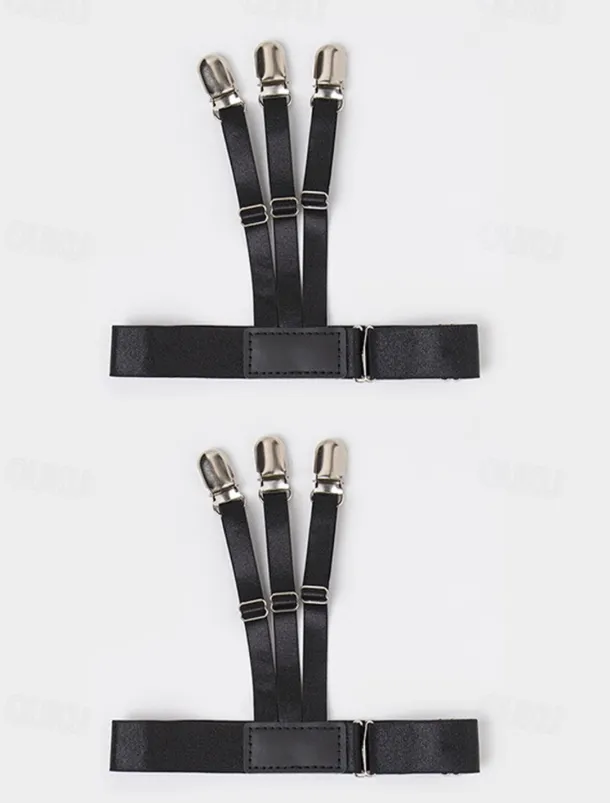 Men's Adjustable Shirt Stays with Non-Slip Clips, Elastic Garter Style Shirt Holder for Business, Formal Wear, and Daily Use