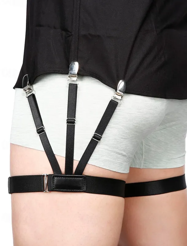 Men's Adjustable Shirt Stays with Non-Slip Clips, Elastic Garter Style Shirt Holder for Business, Formal Wear, and Daily Use